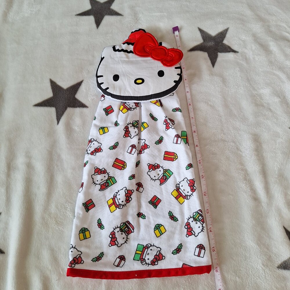 Hello‎ Kitty Head With Red Bow Christmas Holiday Gift Decor Kitchen Hand Towel - Picture 10 of 10